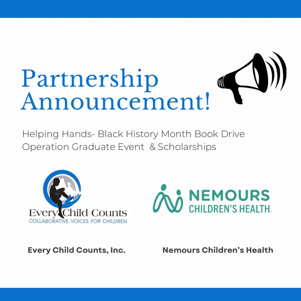 We are thrilled to announce our partnership with @Nemours, making a real difference in the lives of children and families who need it most! 💙

#partnership #wellbeyondmedicine #Nemours #ECC #Everychildcountsinc