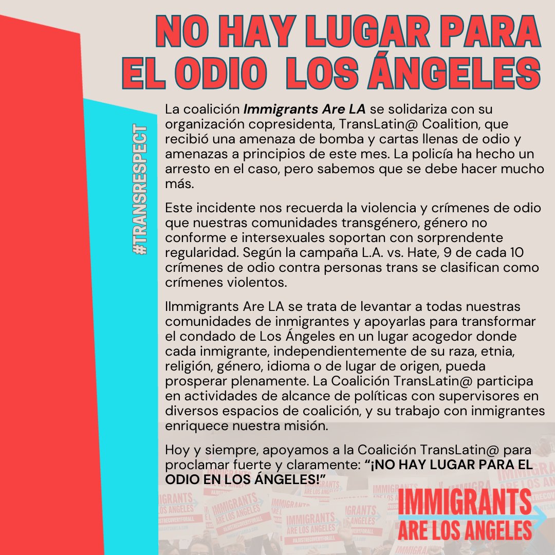 @LaImmigrants proudly stands with @TransLatina_C. #TransRespect