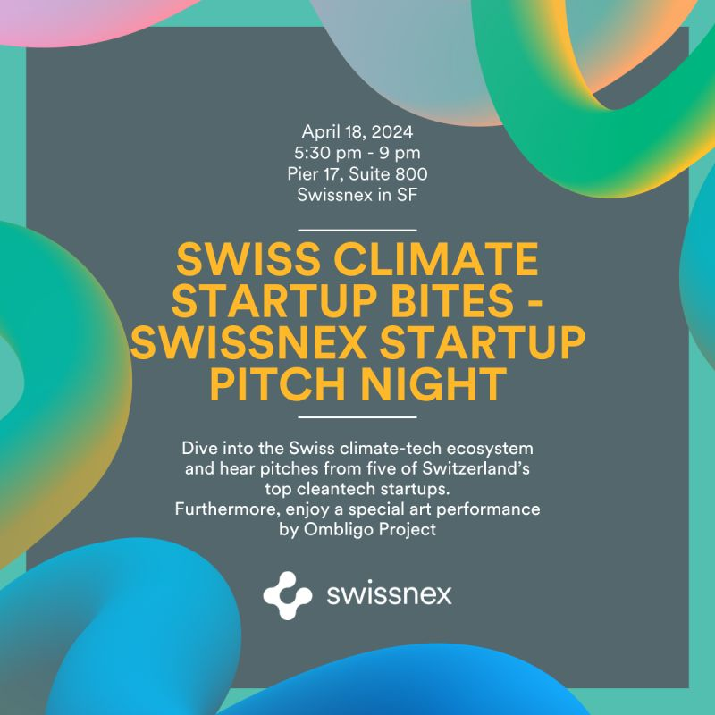 Join the Swissnex Pitch Night on April 18, 2024 at Pier17. Five promising Swiss Climate Tech startups will be sharing their grand ideas with our highly respected jury. Get your free ticket here: eventbrite.com/e/swiss-climat…