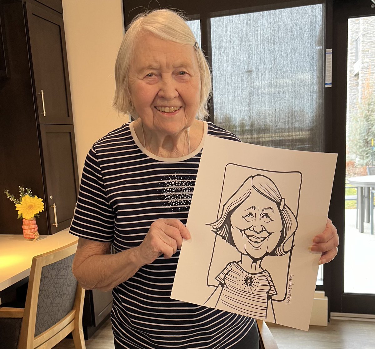 How cute are these?! A joy to draw and talk with each one of them. #Yeg #art #cartoon #keepsake #OpenHouse #seniors #caricature #YegEvents #EventIdeas