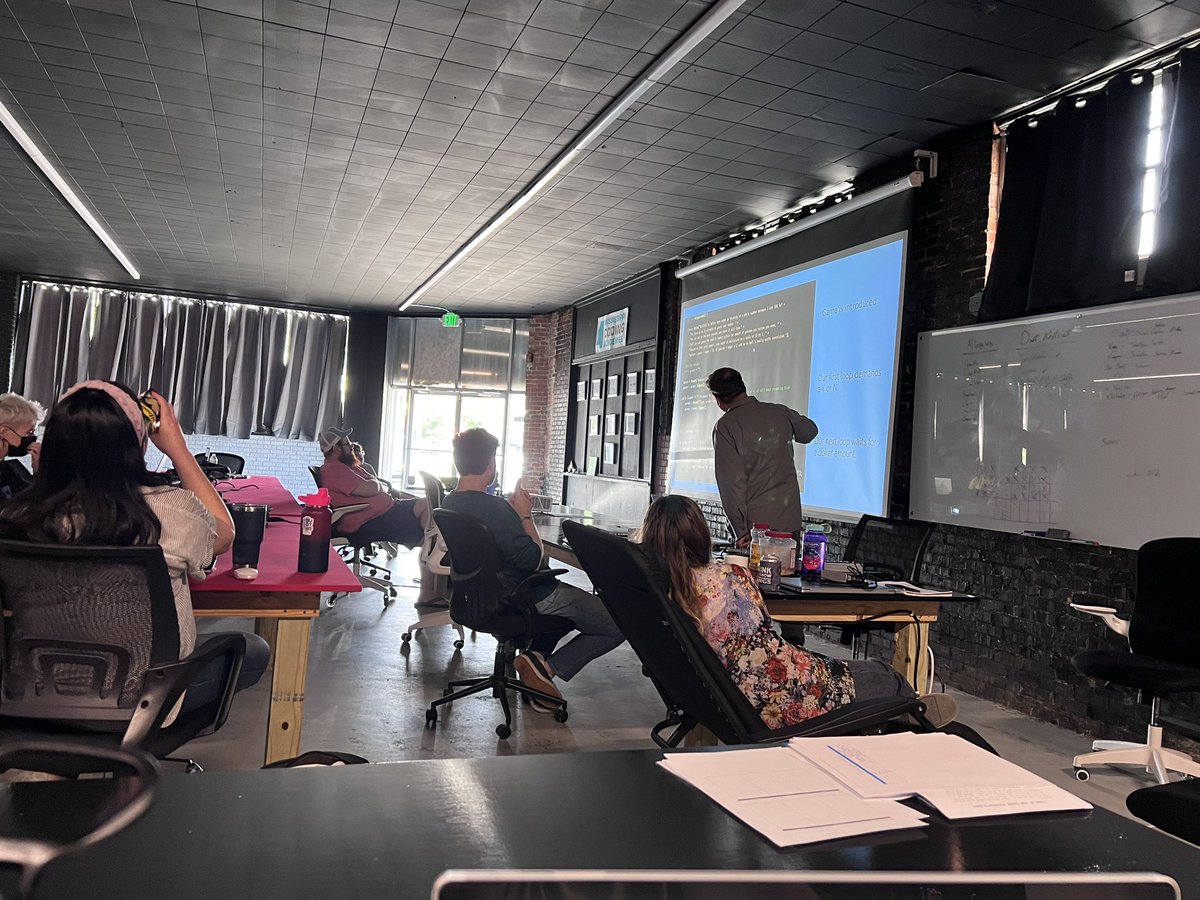 MValenciaIII's tweet photo. Presentation day yesterday! 

New cohort showed off their first C# project! They created a console app that generated a number and you had to guess it! 

#csharp #coding https://t.co/ej8r5uH4GN