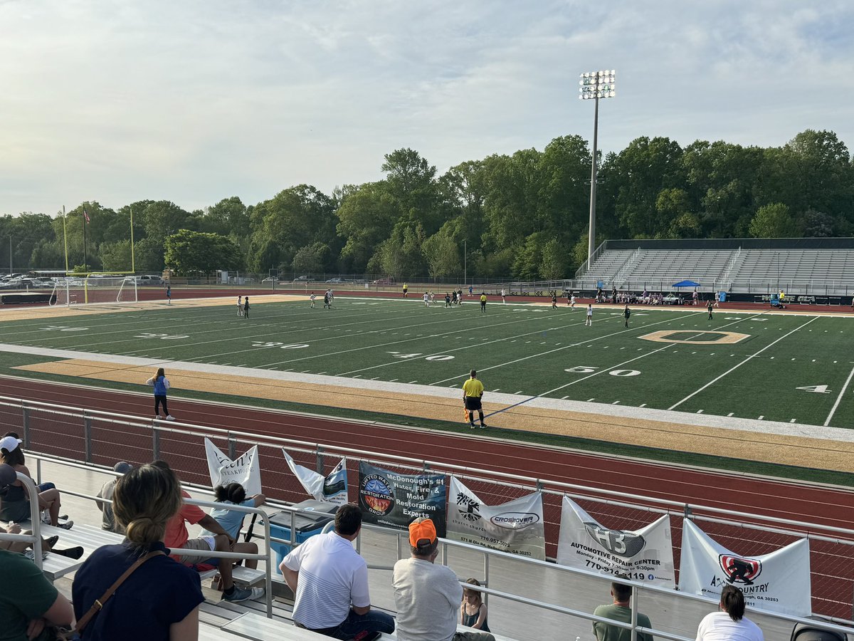 Ola Girls Soccer hosting the 1st round of GHSA State Playoffs against Harris Co. Mustangs fell behind 2-0, but have made a run and brought it to 2-1. Let’s go Mustangs!