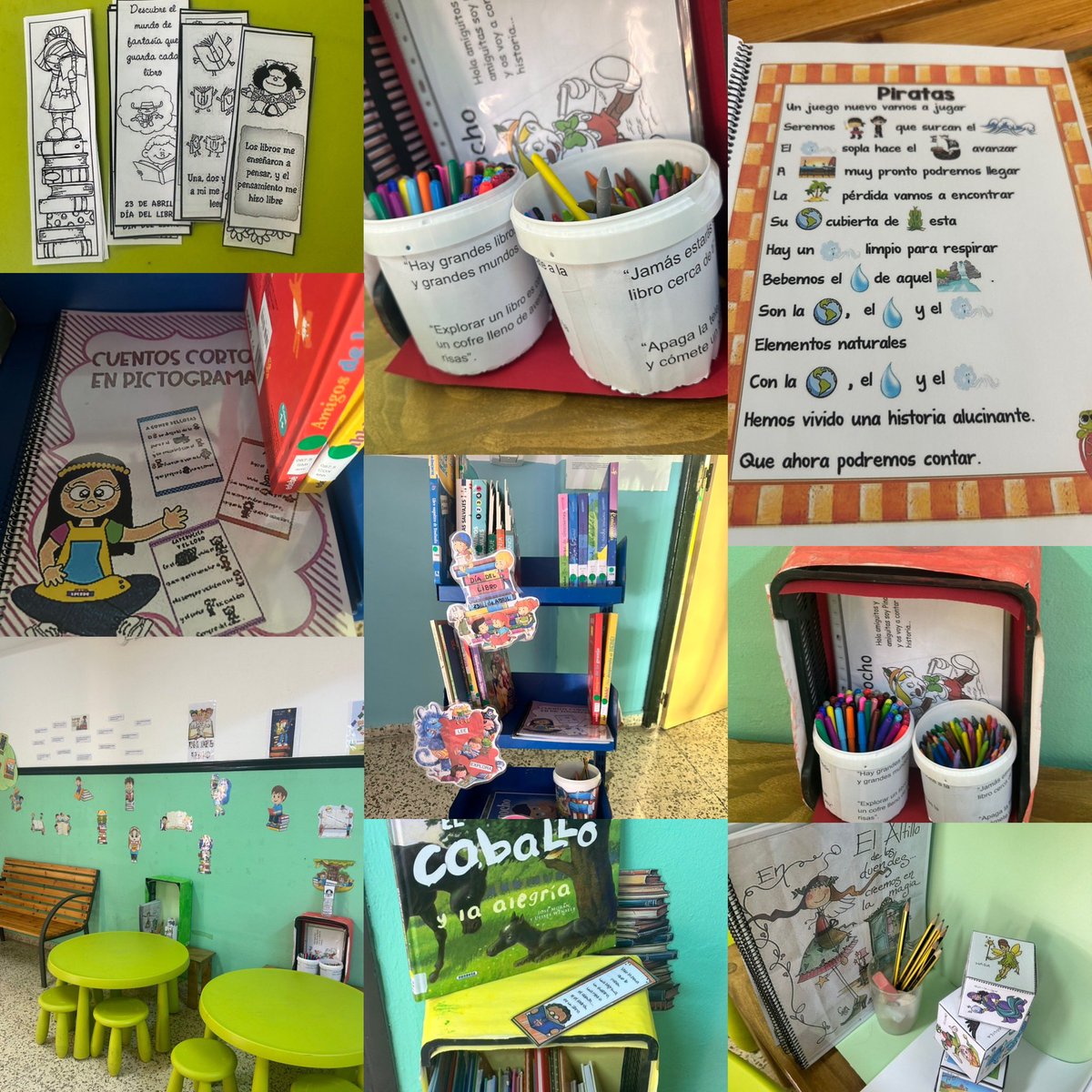 CEIP_NSCarmen's tweet photo. Semana del Libro en el cole DUA-lizadas😍Rincones con múltiples formas de compromiso, representación y expresión. #Diversidad #InclusionReal #AsíSí #DUA https://t.co/cew1MBPYA1