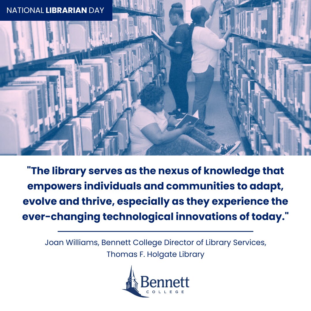 Celebrating National Librarian Day! 📚 Joan Williams, Bennett College’s Director of Library Services reflects on the importance of libraries. #BennettCollege #BennettBelles #NationalLibraryDay