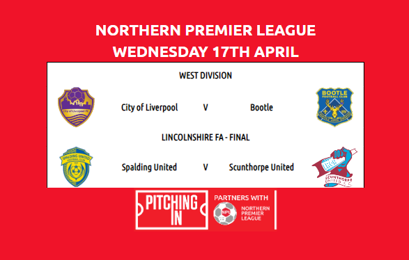 Two matches tonight in the @PitchingIn_ NPL WEST @CityofLpoolFC v @Bootle_FC @LincolnshireFA @SpaldingUnited v @SUFCOfficial