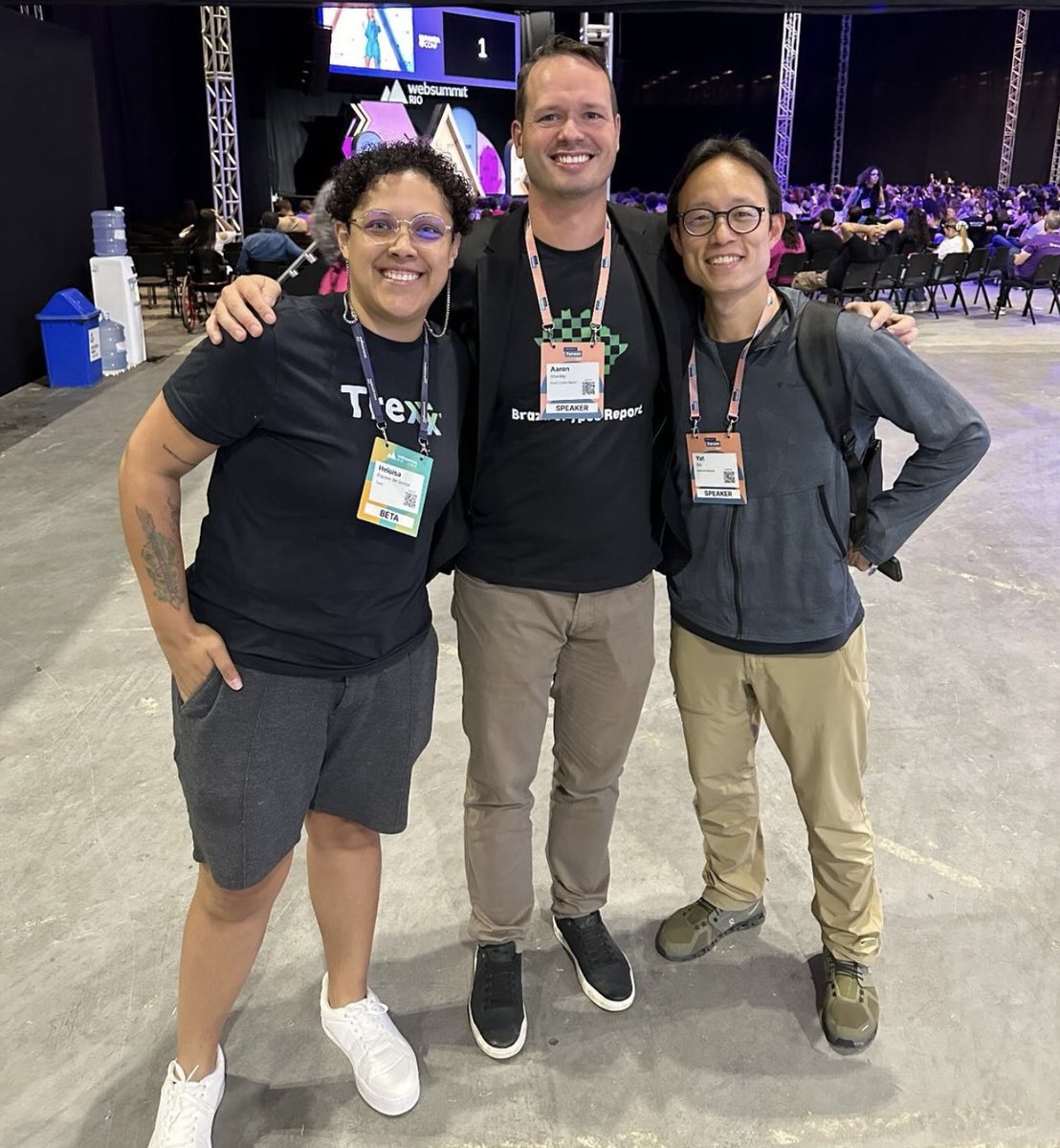 Today was a great day! In addition to @ggtrexx presenting the dropper to the technology community at @WebSummitRio , our founder @helo_eth and CEO of Trexx, met @ysiu again in a sensational panel with @BrazilCrypto_ , and you can follow the thread of what they said here 👇🏼
