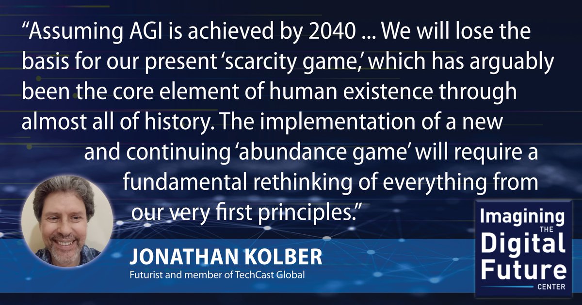 The ‘scarcity game’ will give way to the ‘abundance game’ as AI spreads. Read the fascinating essay by Jonathan Kolber of <a href="/TechCastGlobal/">TechCast Global</a> at imaginingthedigitalfuture.org/a-celebration-…