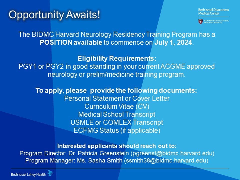 Are you a PGY1 or PGY2 looking to transition your residency training to Boston? Do you love neurology, endless opportunities, and working with an amazing team? Here's your chance! #NeurologyResidency #NeuroTwitter