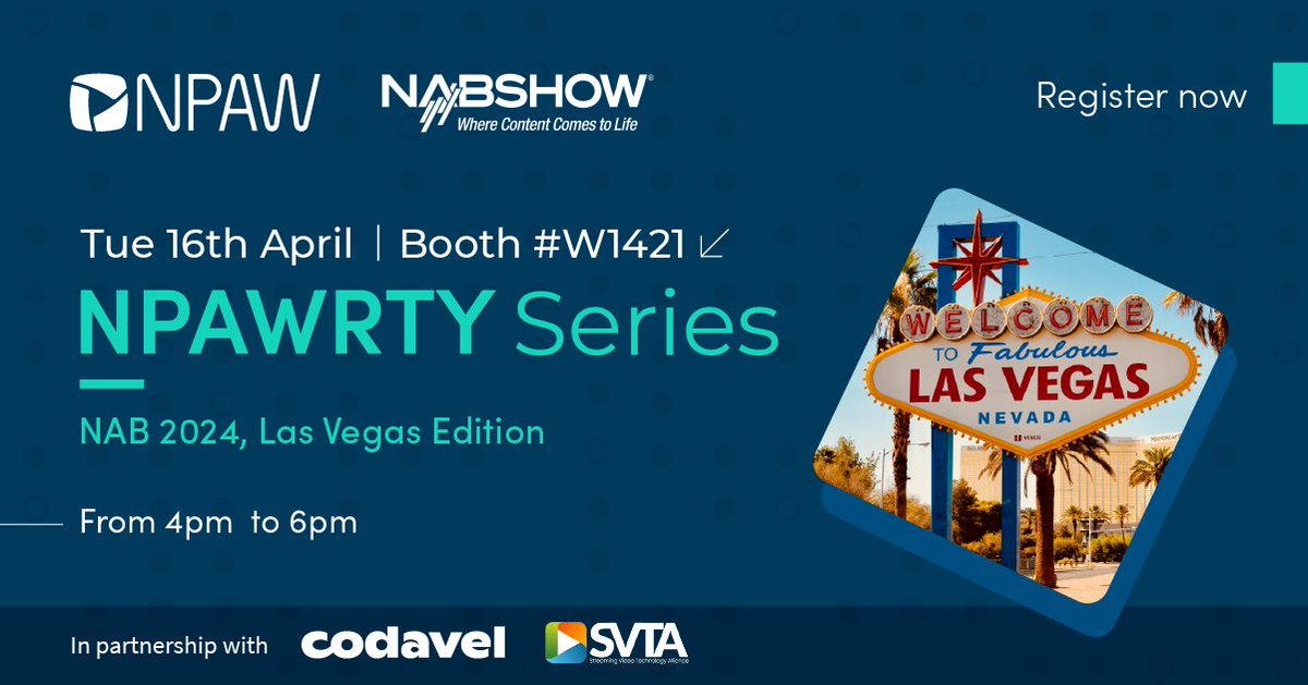 Now where’s JT? You can find him Tuesday afternoon at the NPAWRTY at the @NPAW_VideoBI booth (W1421), and it’s open to all! Make sure you head over for a nibble and a drink from 4-6PM Tuesday! #wheresJT #NABshow #NAB2024 #happyhour