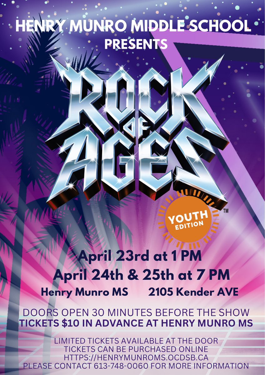 Did you buy your ticket for Rock of Ages ? We can’t wait to go back to the 80’s <a href="/OCDSB/">OCDSB</a>