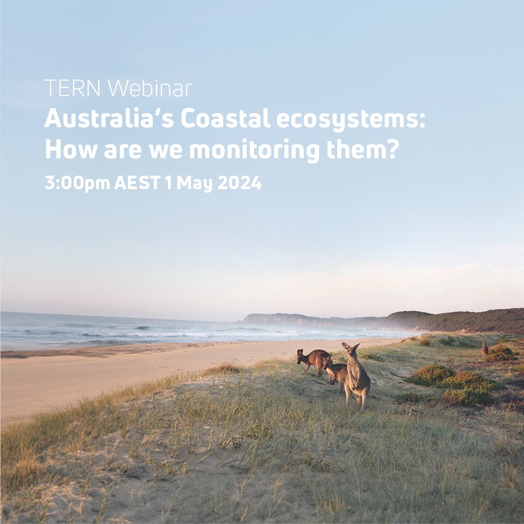 Save the date for our upcoming TERN #webinar, 'Australia's Coastal ecosystems: How are we monitoring them?'. 📅 Wednesday 1 May, 2024 ⏰ 3pm (AEST) Registrations will be opening soon!
