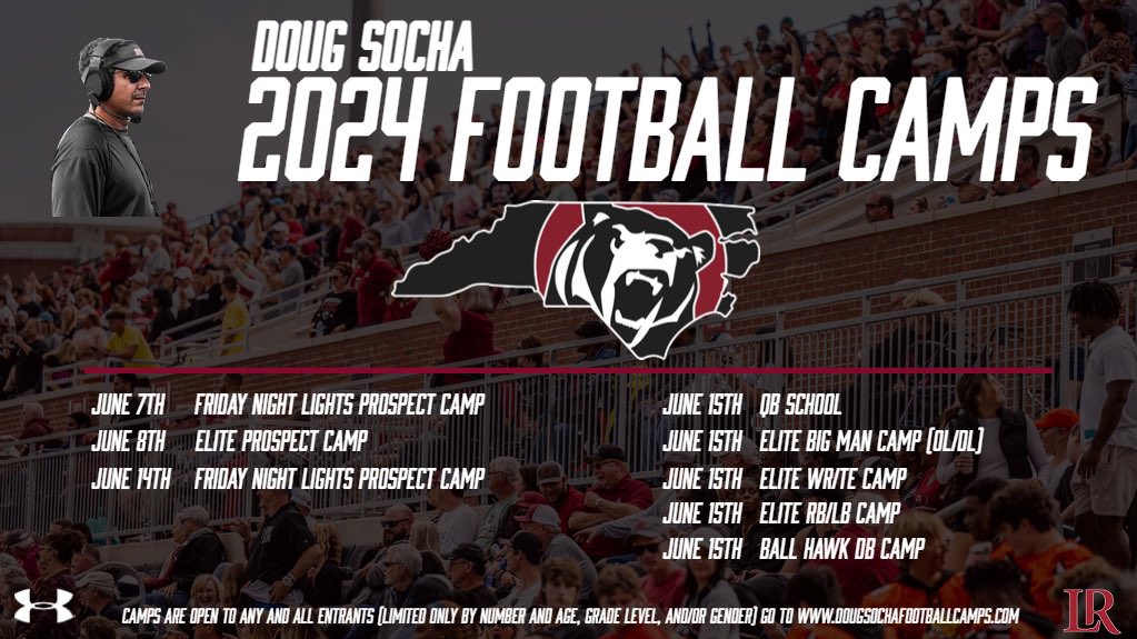 Camp season is coming... make sure you pre-register... dougsochafootballcamps.com