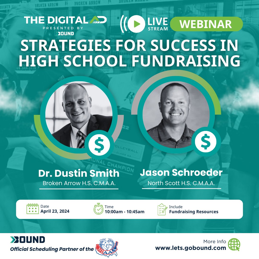Calling all ADs! Elevate your high school's fundraising game with our exclusive webinar: 'Strategies for Success in High School Fundraising.' Gain invaluable insights & network with fundraising experts @smittydp & @NorthScottHS Register now to secure your spot👇…