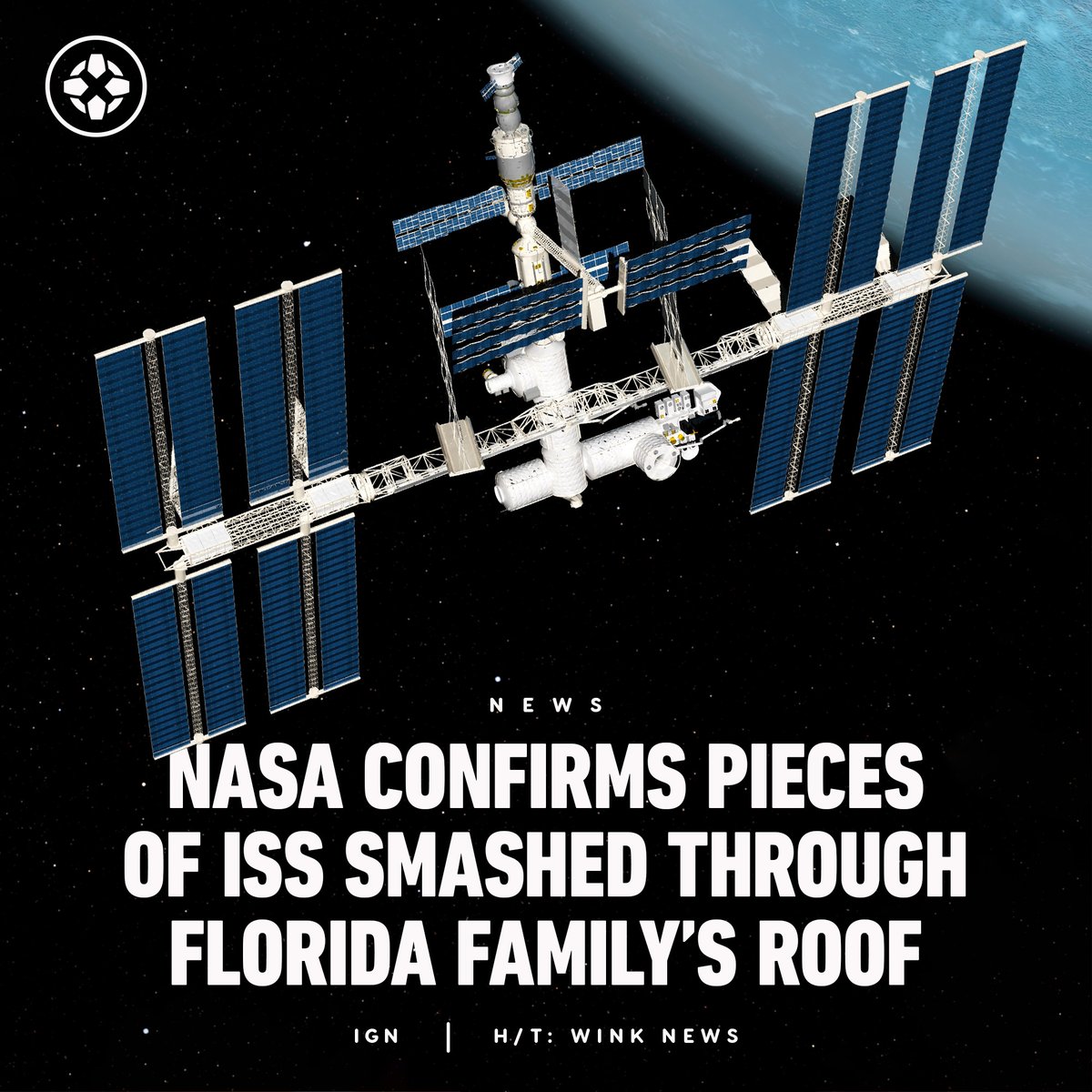 Last month, a huge nickel hydride battery crashed into a Florida home with enough force to rip a hole in the roof and into the floor below. NASA has confirmed that the battery was ejected from the ISS as part of an upgrade to the station's power system. bit.ly/49COd1p