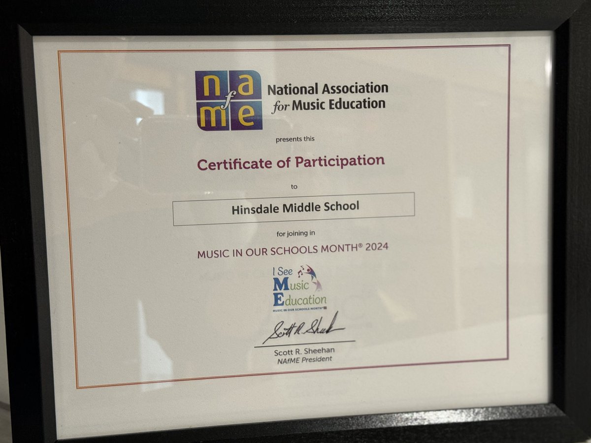 🎼Thank you @NAfME for recognizing schools for participating in ‘Music In Our Schools Month’! #WeHaveAGoodJobToDo #WeARESpartans #D181Proud #MIOSM2024