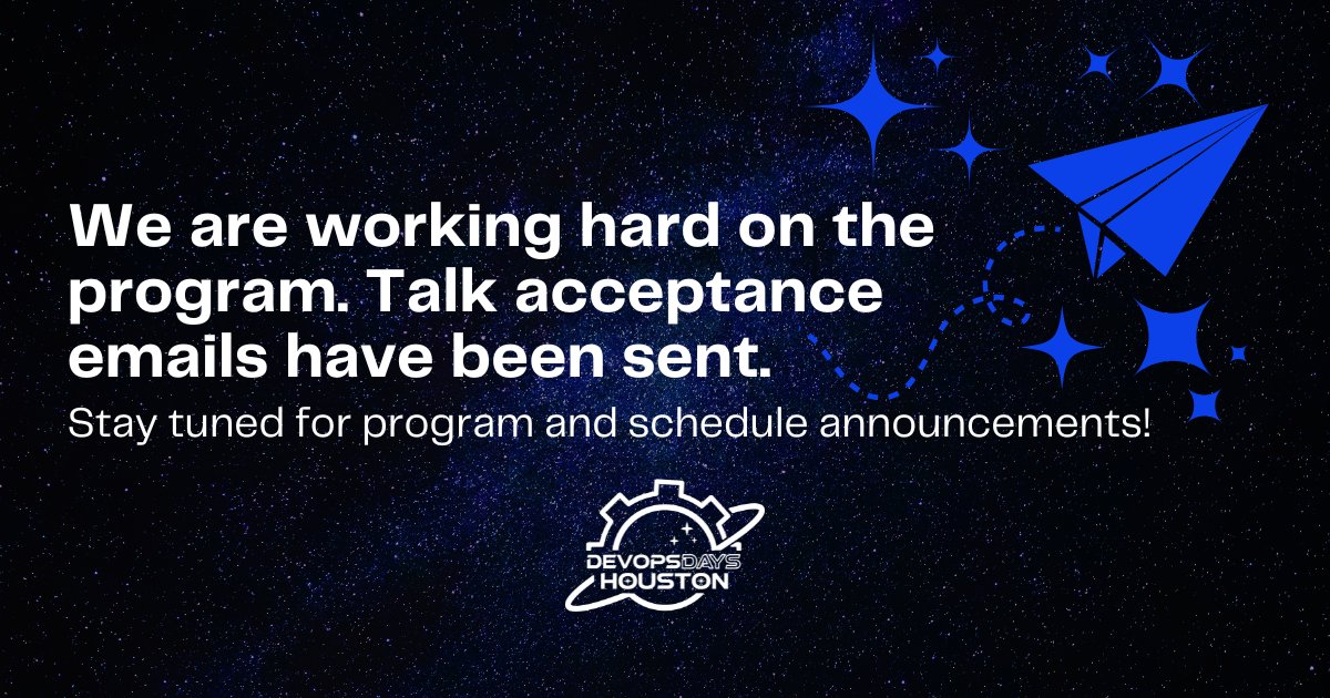 DevOpsDaysHTown's tweet image. Excited for #DevOpsDays2024! 🚀 Our team is working tirelessly on the program. Talk acceptance emails have been sent out! Stay tuned for updates on the program and schedule. #DevOps #TechEvents #StayTuned