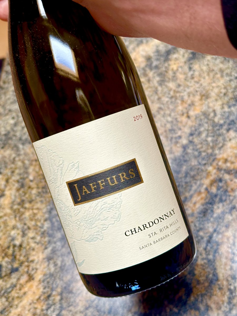 hey all / Jaffurs Wine Cellars Chardonnay / v. 2019 / Sta Rita Hills, Santa Barbara Co. / bright pit- and seed-fruit w/ nectarine singing the aria / if you like CA chards you'll like this one / Cheers!