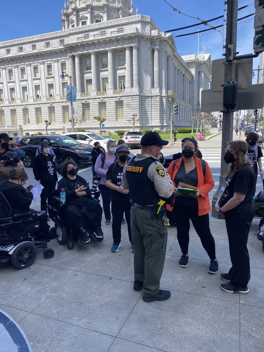 @sdaction1 @SF_DPH Here’s @kdurquiza of @MarkedByCovid telling @SF_DPH security we will gladly let you do your job if your employer starts to do theirs. #KeepMasksInHealthcare