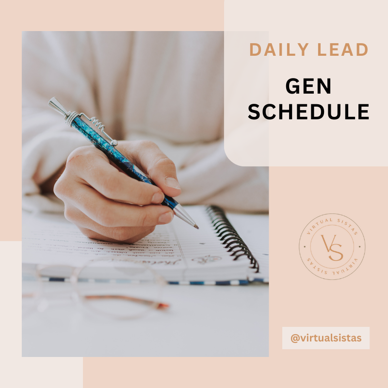 Are you generating enough leads?
.
This schedule is to complement the 'How to Land a Client in 13 Days' e-book. 
.
You can get your FREE copy at virtualsistas.com
.
The link is always located in our bio❤️
.
.
.
.
#Virtualsistas #VirtualWork #DigitalSupport #TaskAssistant