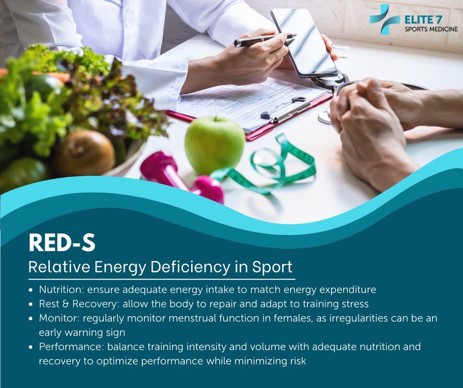 RED-S is a serious condition that occurs when athletes don't consume enough energy to meet the demands of training & competition. It can lead to hormonal imbalances, decreased bone density, impaired immune function, & more. Are you fueling properly? 
#e7advantage #elite7 #e7sm