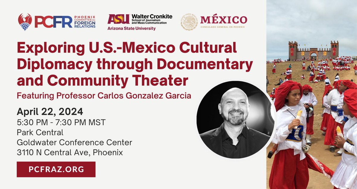 Join the ASU Walter Cronkite School of Journalism and Mass Communication, the Consulate General of Mexico in Phoenix and the Phoenix Committee on Foreign Relations for a documentary and conversation with Professor Carlos Gonzalez Garcia on April 22 bit.ly/3xH3KA3