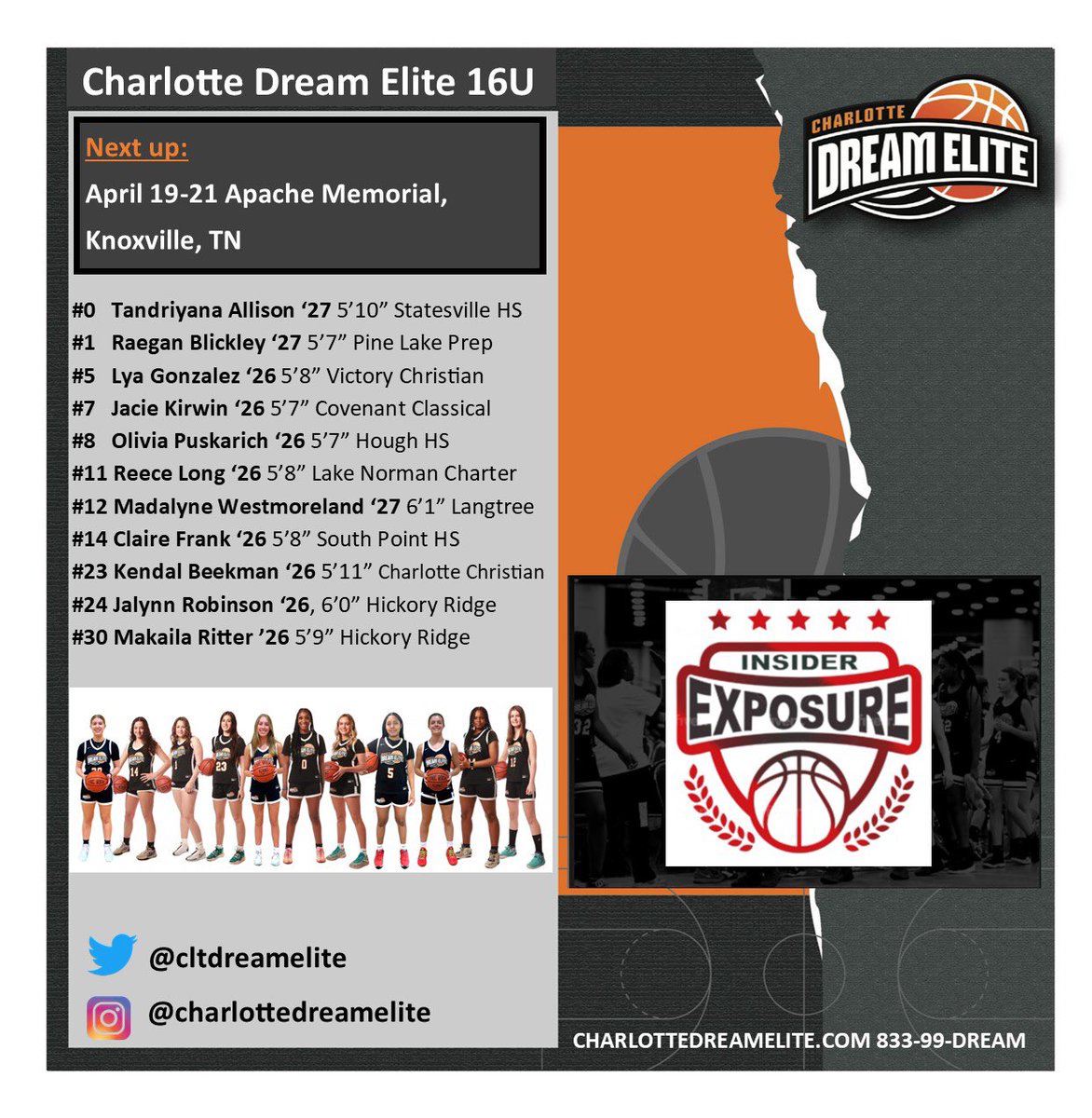 CharlotteDreamElite (@cltdreamelite) on Twitter photo 💥Our talented #cde16u team is looking forward to <a href="/InsiderExposure/">InsiderExposure</a> Apache Memorial in Knoxville April 19-21‼️ #charlottedreamelite 💥Our talented #cde16u team is looking forward to <a href="/InsiderExposure/">InsiderExposure</a> Apache Memorial in Knoxville April 19-21‼️ #charlottedreamelite