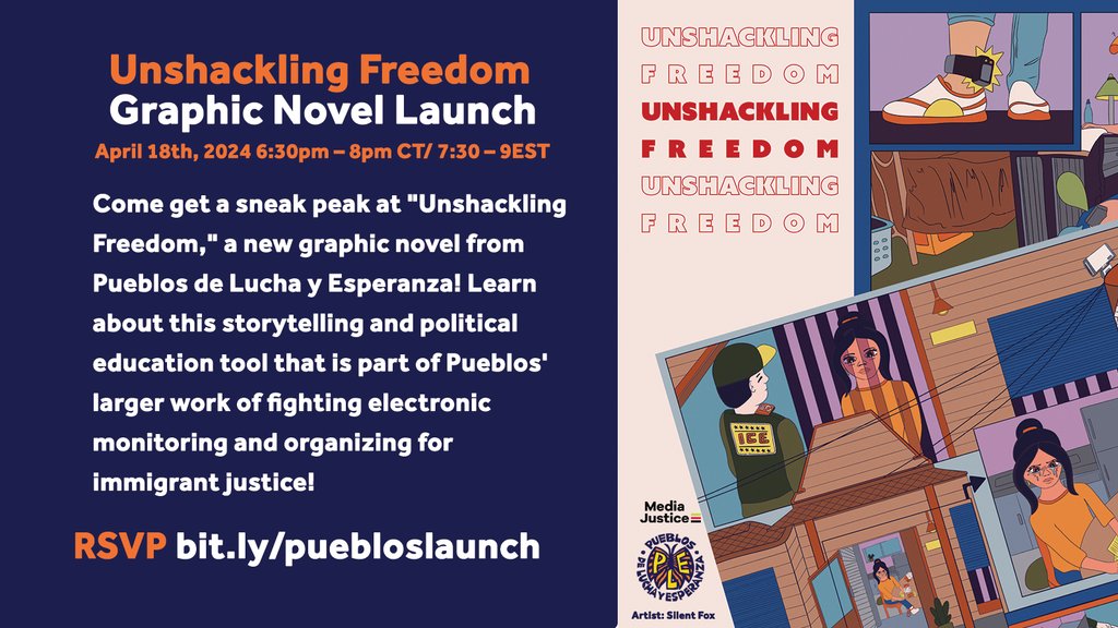 Happening THURS, APRIL 18, 6:30pm CT/7:30pm ET.💥 Join us with @PueblosMN for the launch of the graphic novel 'Unshackling Freedom'. Learn about EM, hear first hand testimonies from the community, & get a sneak peak at the graphic novel! ESP-ENG interpretation will be provided