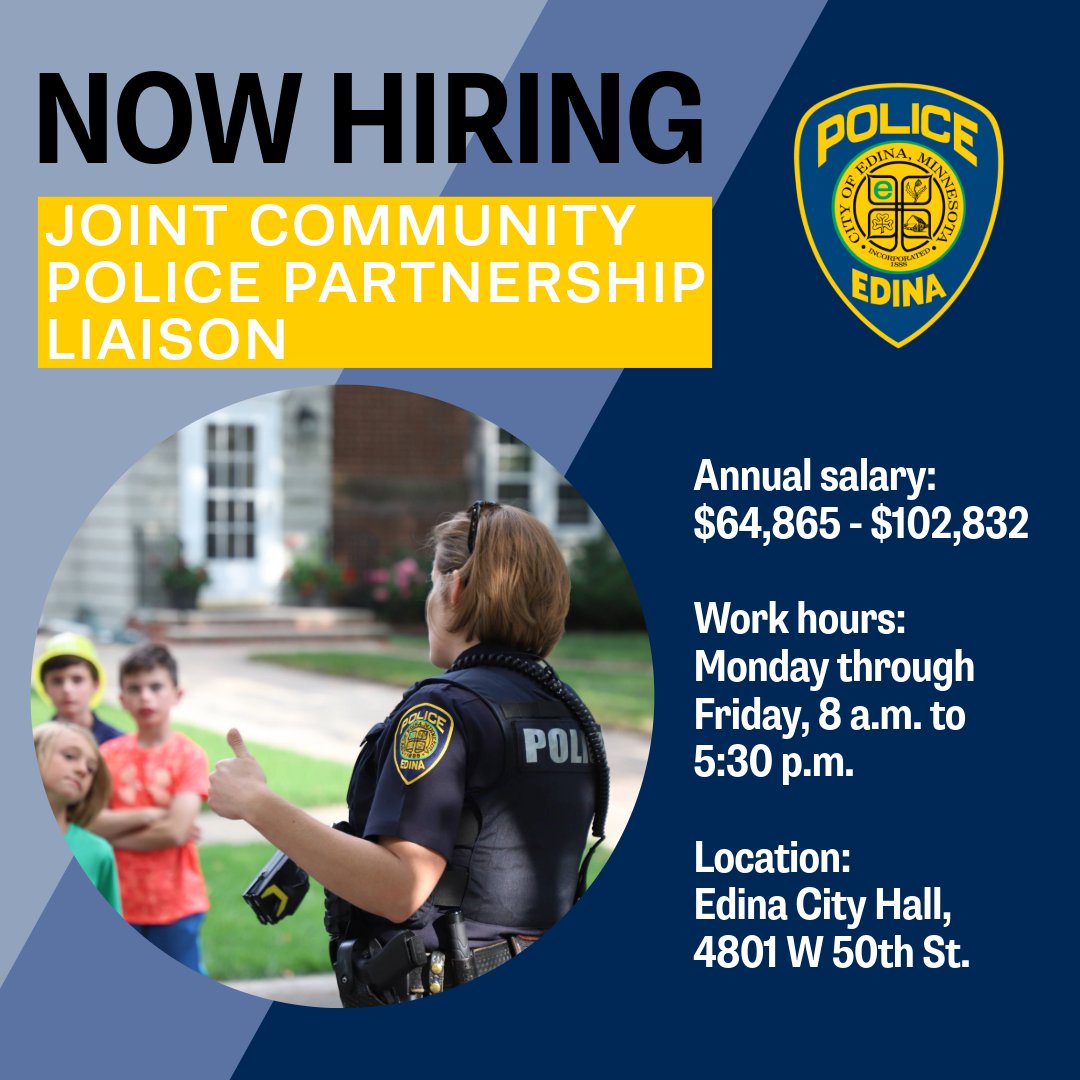 🔗: bit.ly/3UhUQBR The Joint Community Police Partnership (JCPP) is hiring Liaisons! Read all of the job duties and apply at the link above. The application deadline is 11:59 p.m. Friday, April 19.