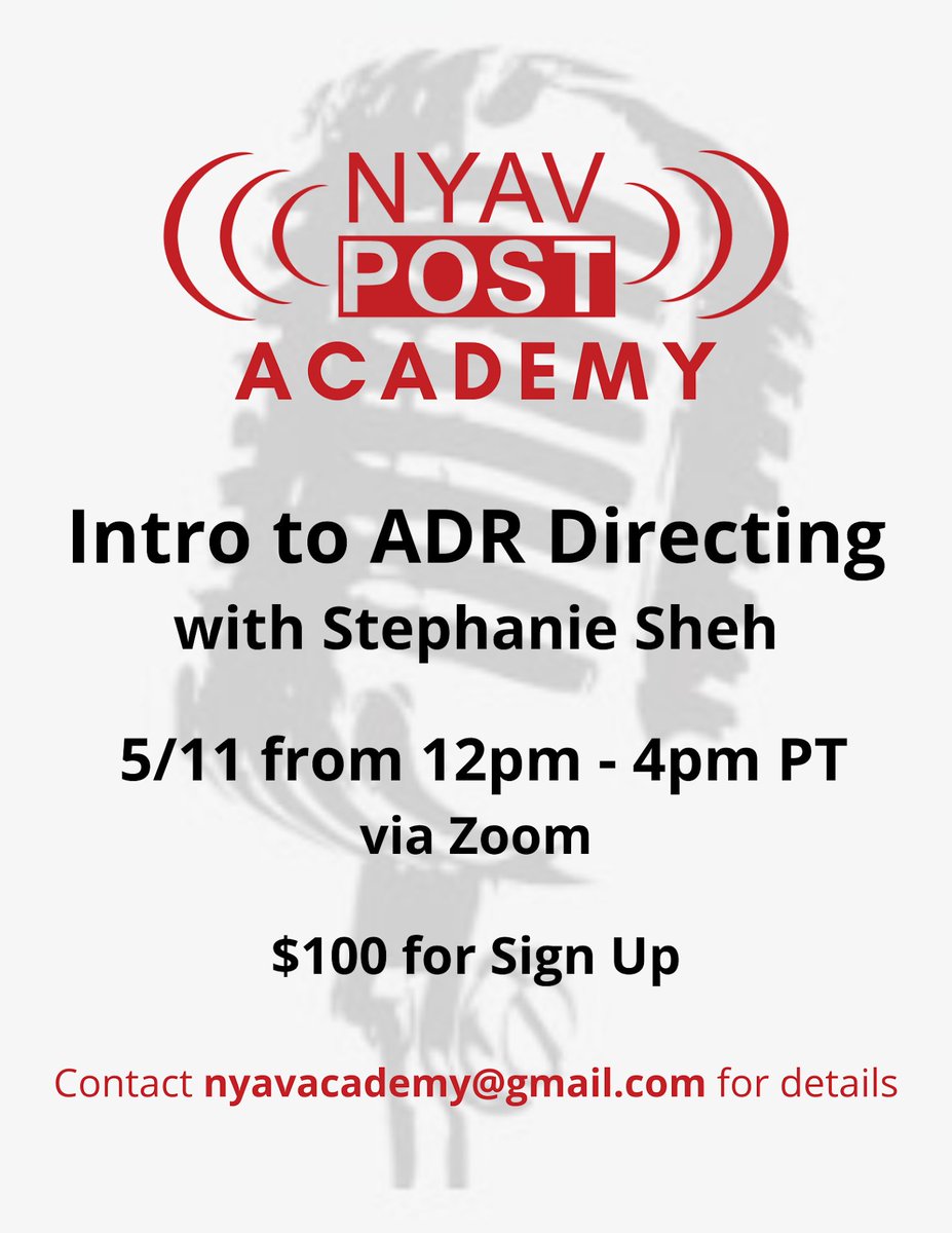 We have new classes for 2024! We're offering Intermediate Voice Acting and Intro to ADR Directing, both taught by @stephaniesheh - Email nyavacademy@gmail.com to sign up!