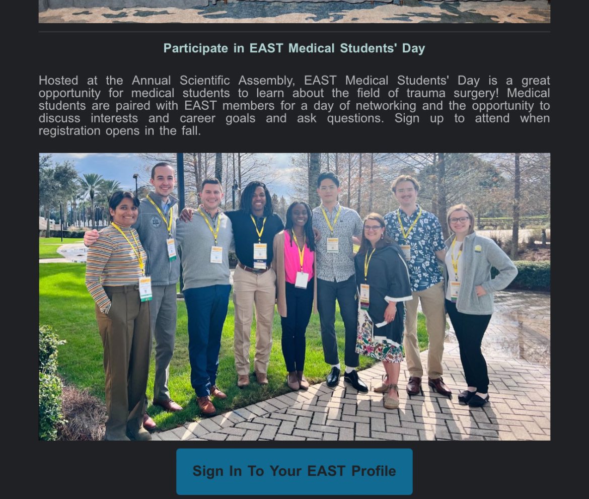 Hey, @ARasarmos! Found our ultimate squad in the @EAST_TRAUMA med student email 🖤💛 @LisaKodadek