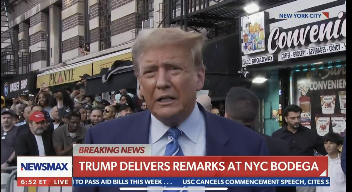 Trump visits the scene of a crime and shows his commitment to law&order. People don’t feel safe in NYC anymore. Everywhere NYrs go they’re looking over their shoulder. Today I saw a bum threatening the manager when I was buying a coffee. Democrat “law” under Bragg is chaos.