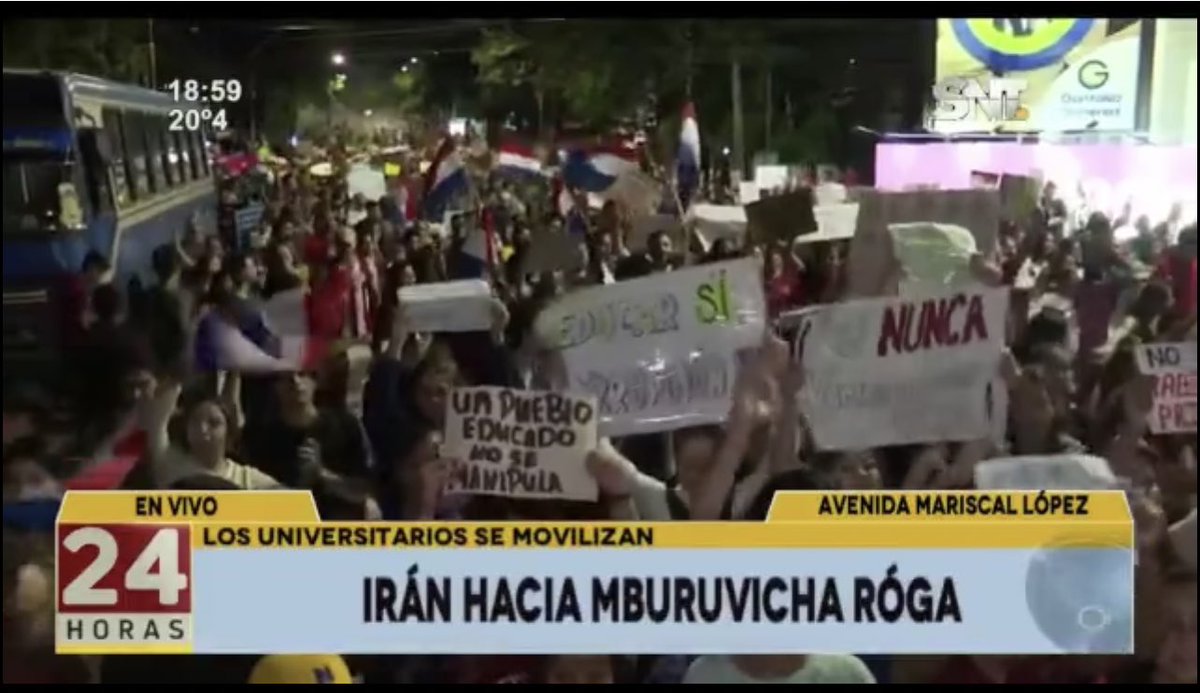 Los estudiantes tratarán de acercarse a Mburuvicha Róga. Probablemente es la manifestación más grande de este periodo. Los reclamos incluyen no sólo arancel cero, sino medicamentos para pacientes oncológicos y contra los Nepo-Babys.
