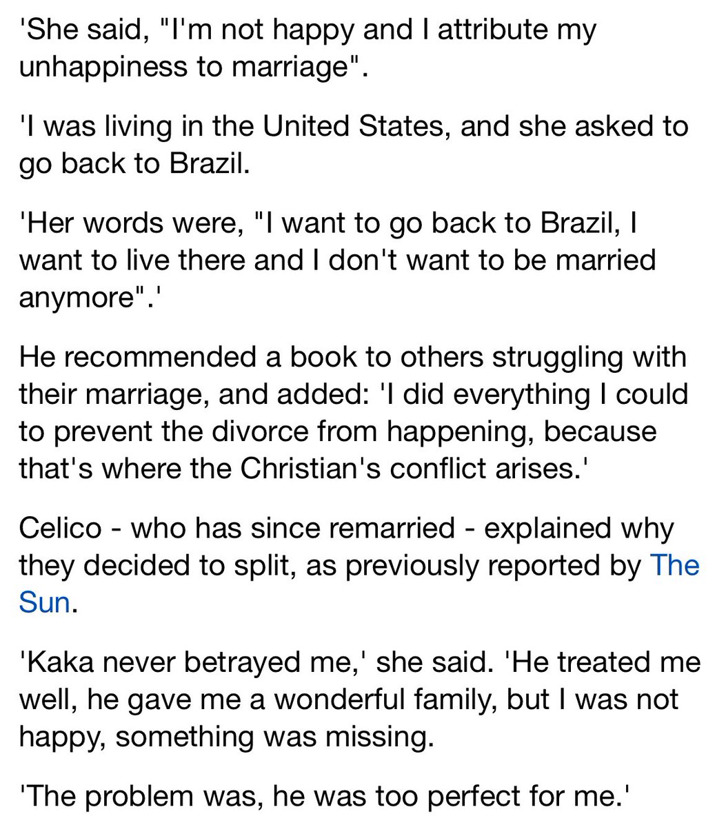 Kaka’s wife wanted a divorce and Kaka tried everything in his power to stop her from leaving, as a nice man should. But I guarantee that if Kaka allowed his wife to leave to Brazil without a single question, she would have come running back into his arms a few weeks later.…