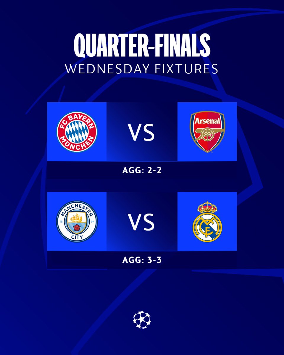 ChampionsLeague's tweet photo. Two semi-final spots remain 🧐

#UCL https://t.co/W4A9BOsaGn