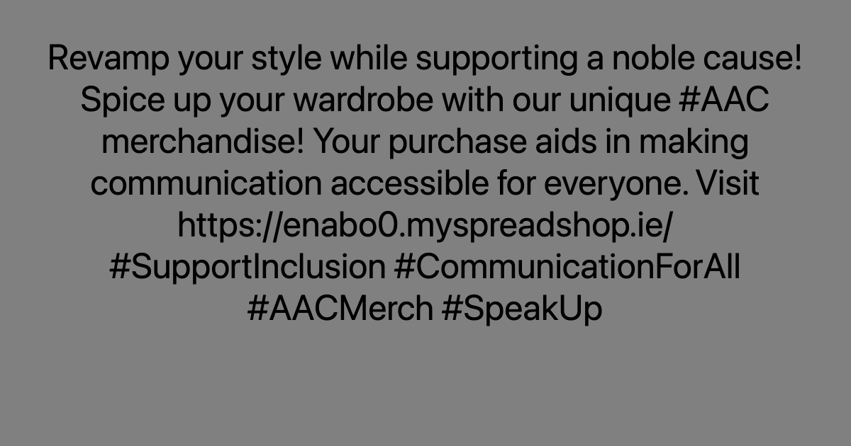 Revamp your style while supporting a noble cause! Spice up your wardrobe with our unique #AAC merchandise! Your purchase aids in making communication accessible for everyone. Visit ayr.app/l/J7iE/ #SupportInclusion #CommunicationForAll #AACMerch #SpeakUp