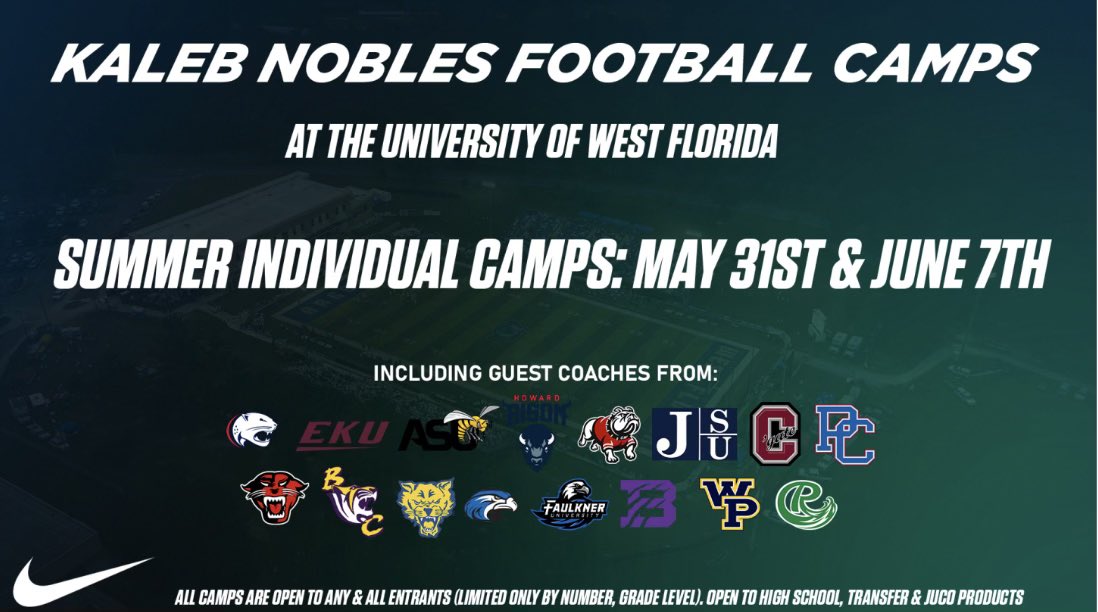 We are excited to welcome college coaches from the following schools to our Individual Camps! Register now and come show out in front of multiple college staffs! Link Below! ⬇️ …ootballcampsandclinics.totalcamps.com/shop/EVENT