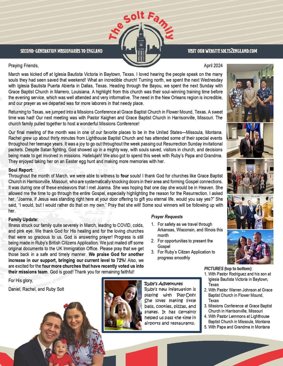 Our March recap prayer letter is out!
To view past prayer letters visit solts2england.com/prayer-letter