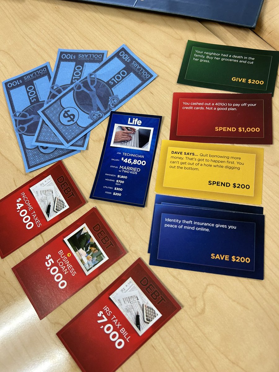 FrasierKim's tweet photo. Today in Personal Finance class we played the #ActYourWage game to practice the envelope system for budgeting and the snowball method for debt repayment. 

By the end of class only a few were able to announce “I’m debt free!” https://t.co/X8JH5dz1PU