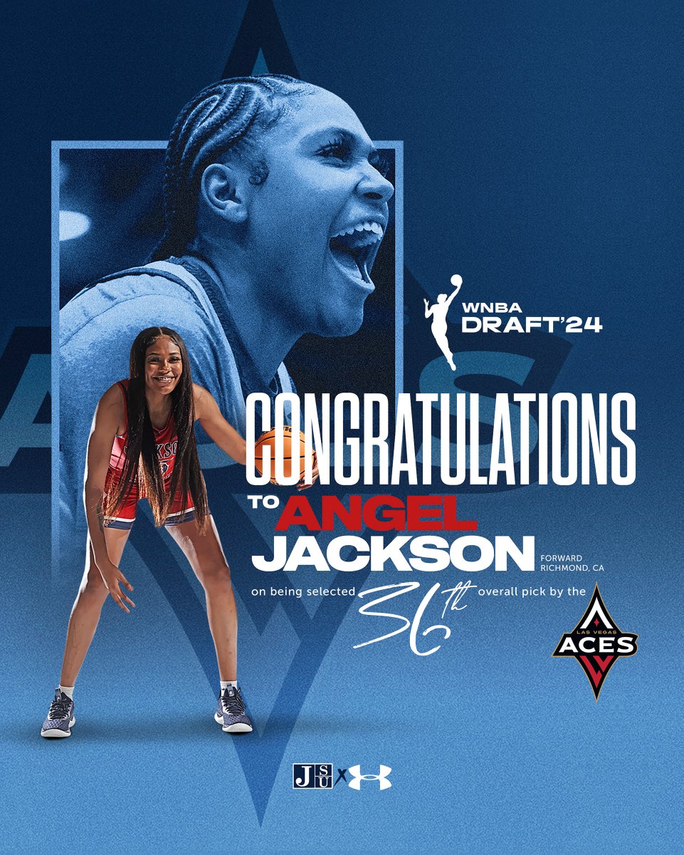 .@GoJSUTigersWBB's Angel Jackson was selected by the @LVAces with the 36th overall pick in the 2024 @WNBA Draft. Jackson is the second women's basketball player to be drafted from JSU. #WNBADraft #THEEiLove @GoJSUTigers 📰 | bit.ly/3xvNZvB