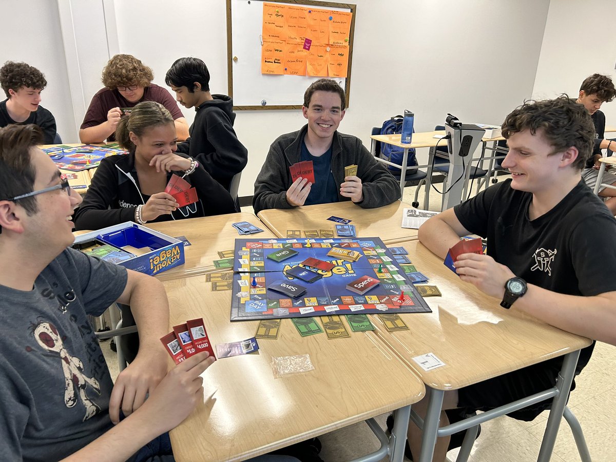 FrasierKim's tweet photo. Today in Personal Finance class we played the #ActYourWage game to practice the envelope system for budgeting and the snowball method for debt repayment. 

By the end of class only a few were able to announce “I’m debt free!” https://t.co/X8JH5dz1PU
