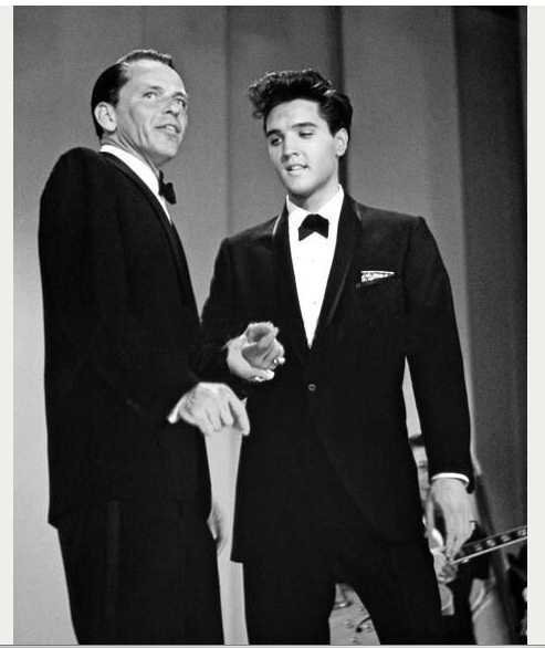 Elvis Presley and Frank Sinatra singing a duet, 1960