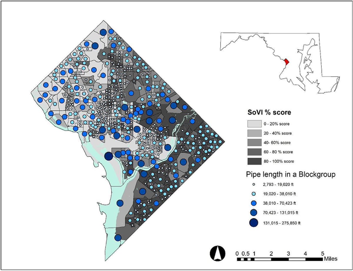 Our lab is on a roll with our latest manuscript, “Socially vulnerable people and stormwater infrastructure: A geospatial exploration of the equitable distribution of gray and green infrastructure in Washington D.C.” Read the full text here: sciencedirect.com/science/articl…
