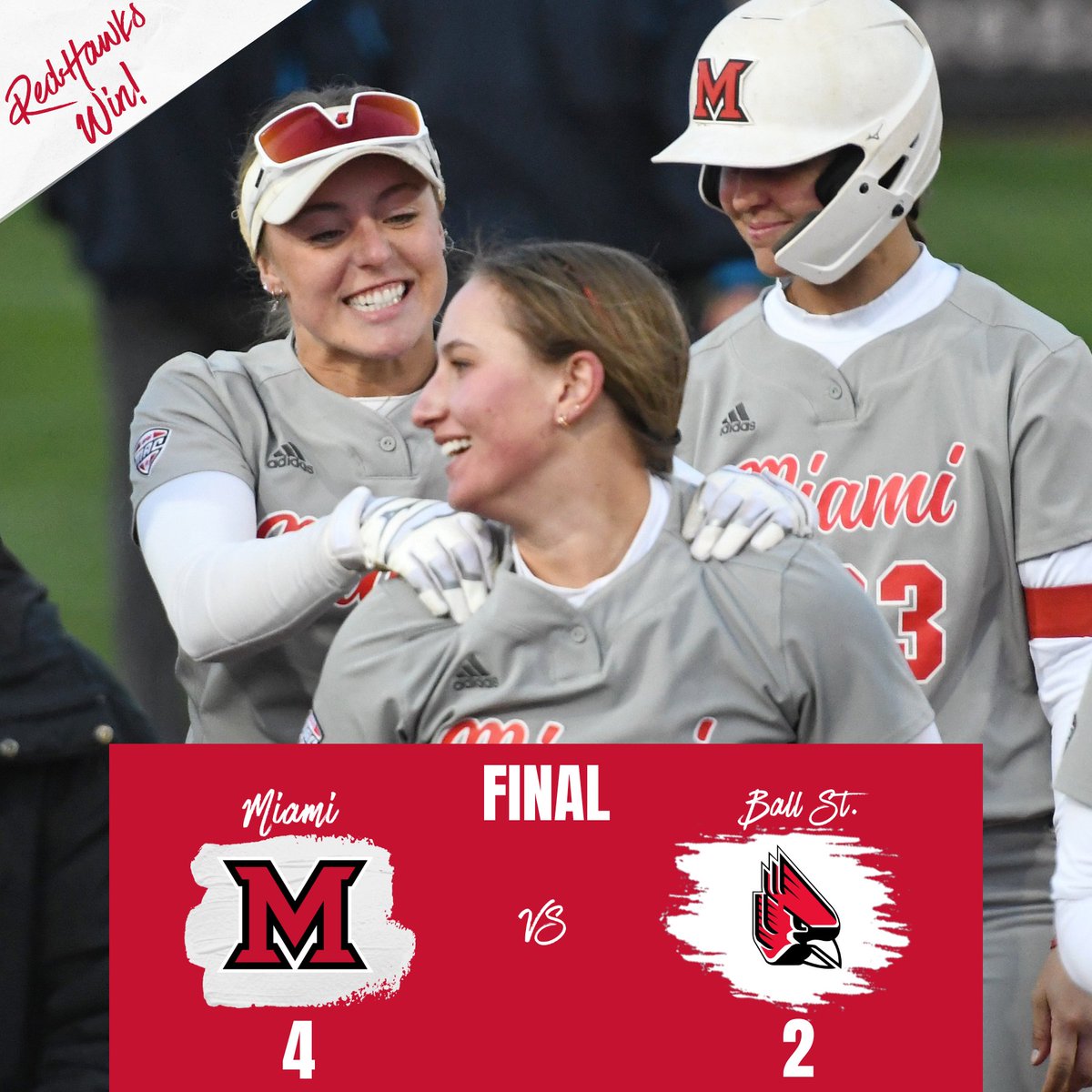 The RedHawks get the sweep on the Cardinals! 🧹🧹 🔴 Allie Cummins hit three home runs on the day 🔴 The RedHawks remain undefeated in MAC play 🔴 The RedHawks extend their win streak to 21 games in a row -- a MAC record #RiseUpRedHawks