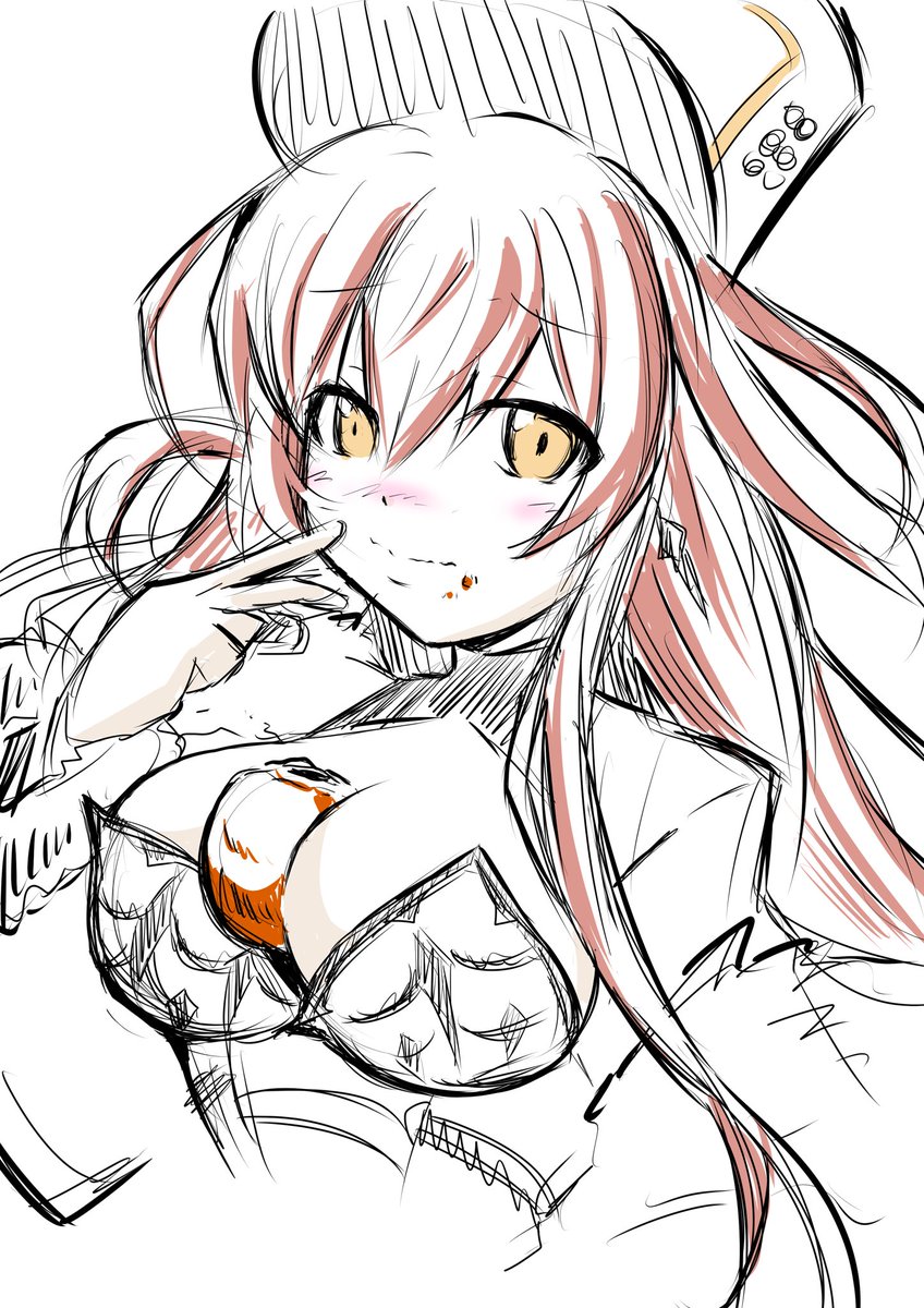 アズレン「なぜだ、、ヴォル姉さんがこない、、、という事で朝のお絵描きヴォルガ姉さんです#ア」|misoピエロ@C101お疲れ様でした！のイラスト