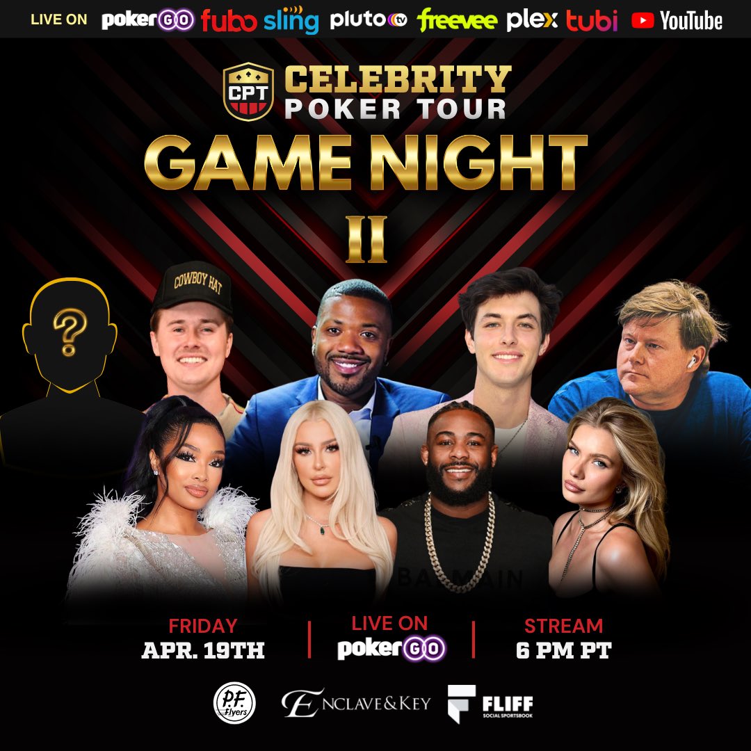 The Game Night II lineup is OFFICIALLY here and we have a MYSTERY guest! Who do you think it will be? Comment down below and be sure to tune in this Friday at 6 PM PST on @PokerGo's Youtube to watch the action unfold!