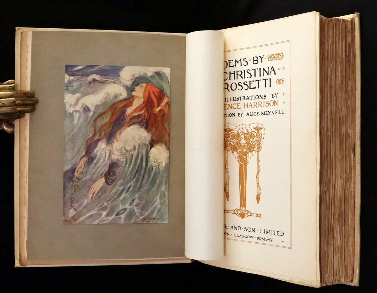 Immerse in the lyrical beauty of 'Poems' by Christina Rossetti (1910), illustrated by Florence Harrison. mflibra.com/products/1910-… This first edition pairs Rossetti's evocative verses with ethereal Pre-Raphaelite art, celebrating femininity and nature.

#BookWithASoul…