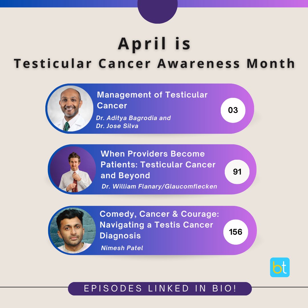 April challenge: Listen to our top 3 #TesticularCancer episodes and share with a friend/patient to spread awareness! Links in bio. @DGlaucomflecken @findingnimesh @TestesCancer @TCSociety @AdityaBagrodia @TesticularUK @TCancer @zklaassen_md @scottpetinga @BjComedy @absotTC