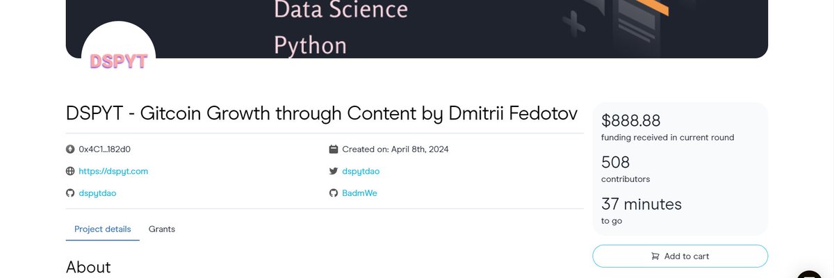 DmitriFedotov's tweet image. $888.88 on Gitcoin Retro round! 508 contributors on board, let&apos;s push to reach $1000 in the final hour! Join 
⏬ 
explorer-v1.gitcoin.co/#/round/42161/…

@GitcoinCitizens
@gitcoin
@gitcoinpassport
#Gitcoin #OpenSource #SupportDevelopers