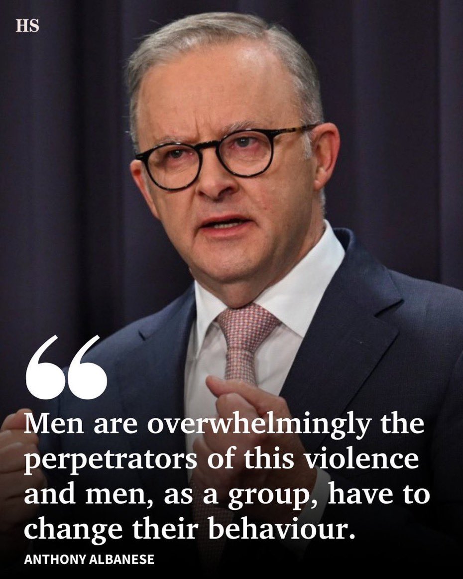 More hypocrisy from Albanese. When someone from a minority group kills someone (eg the black gang that killed the grandmother in Queensland), lhe says don’t blame the whole group for the actions of a few. But when it’s a mentally ill white man all men get the blame.