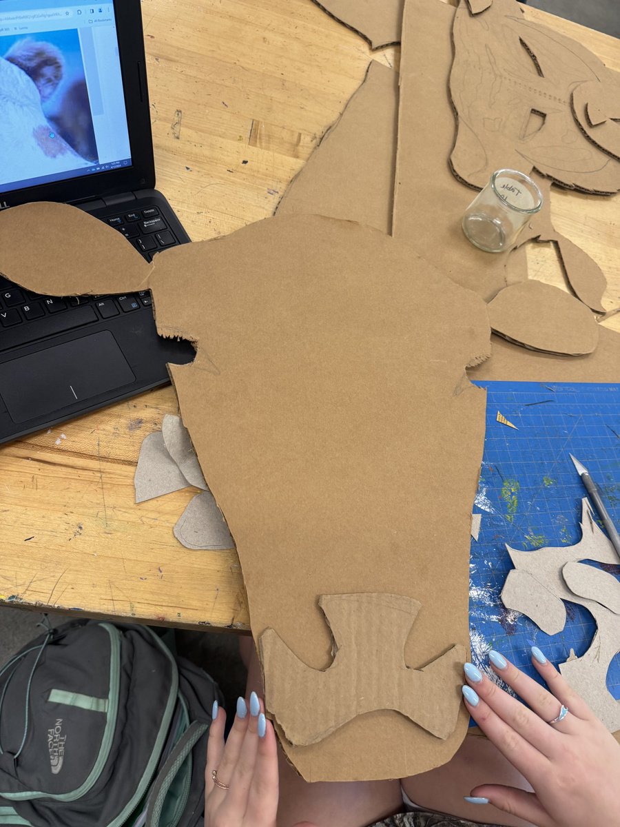 My 8th graders are making cardboard masks with my student teacher. They are amazing! #cobbartrocks #artsedga